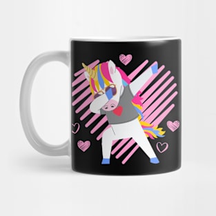 Dabbing Unicorn Hearts Valentine's Day Design Mug